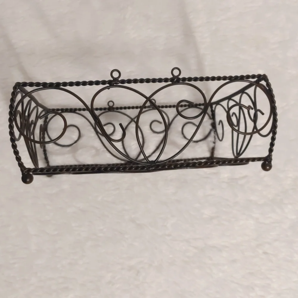 Metal Basket Square Shape Brown Unique Design Holds Napkins, Fruit